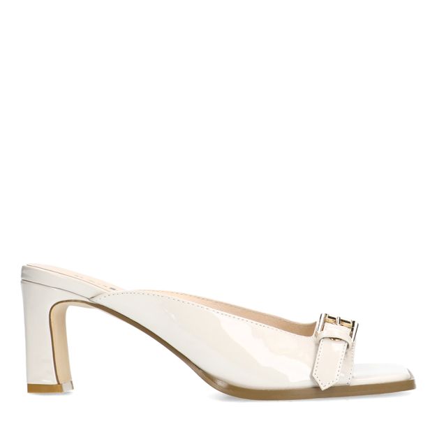 Off white sandalen met hak en buckle