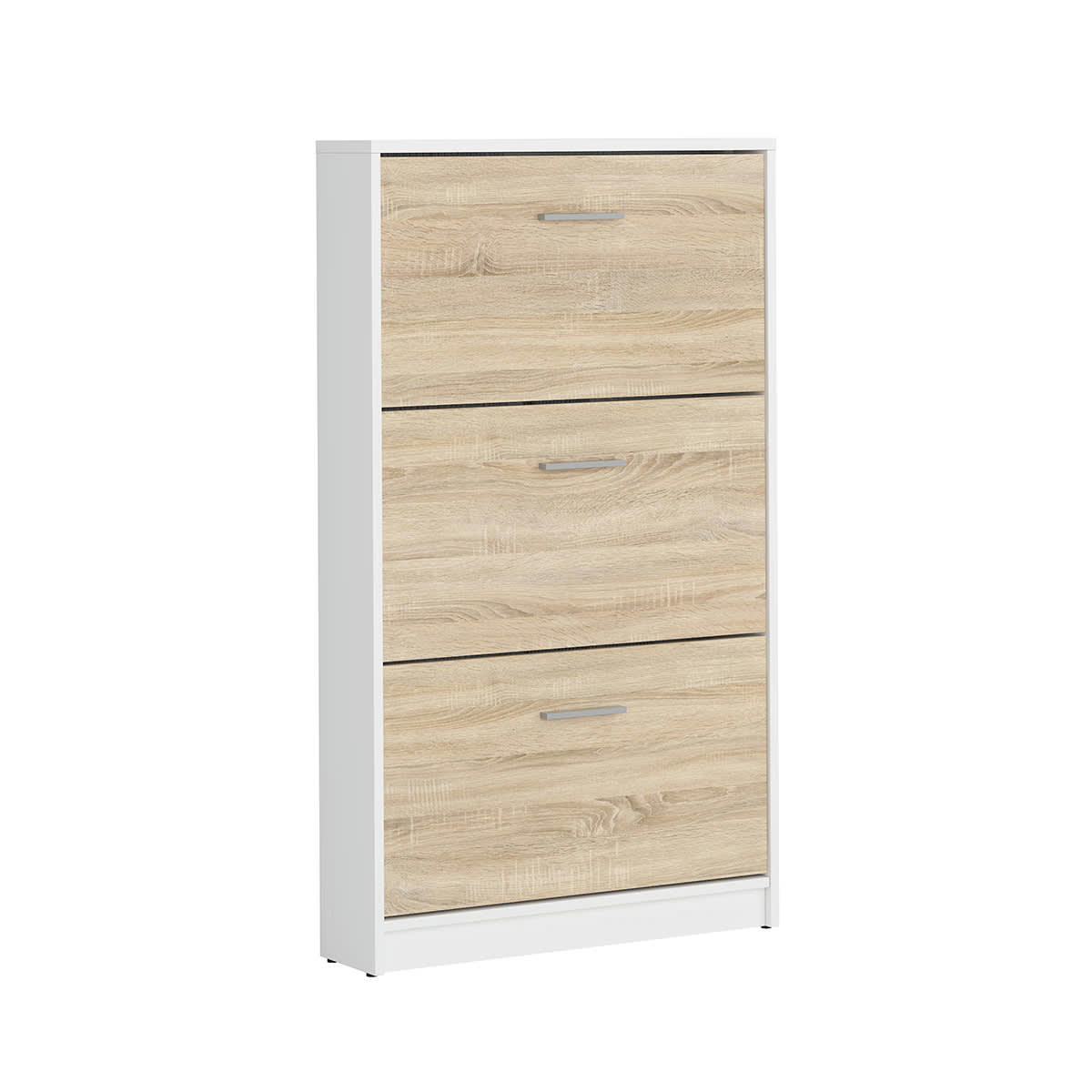 - Meuble chaussures 3 portes stratifiés naturel et blanc