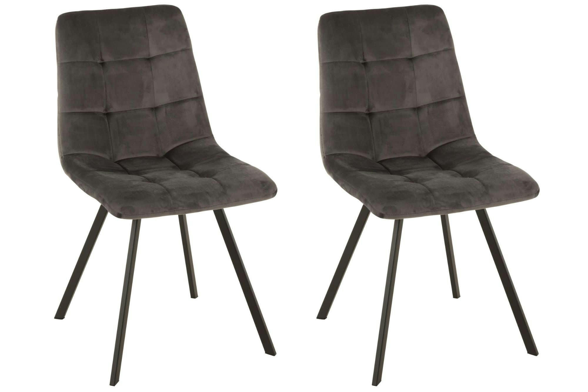 OLIVIA - Lot de 2 chaise en velours peau de pêche et en métal noir ( lot de 2)
