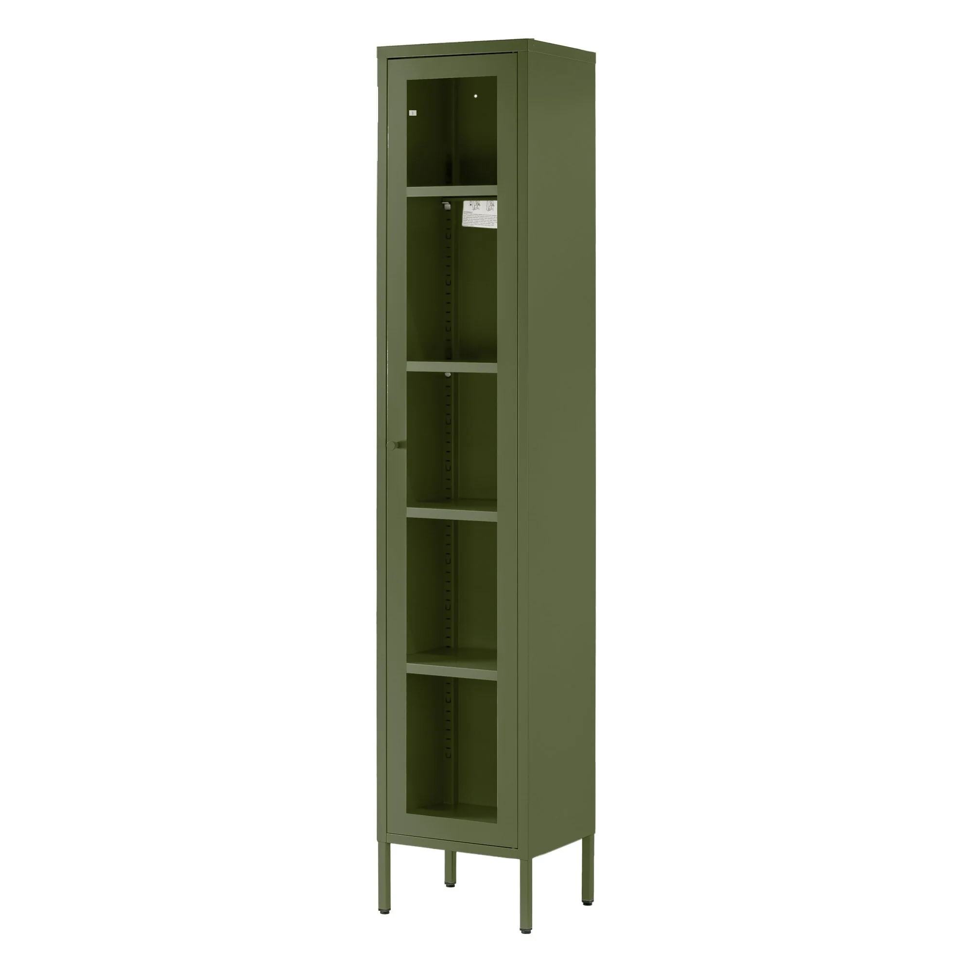 Avis 71-inch Dark Green Metal Cabinet with Clear Door