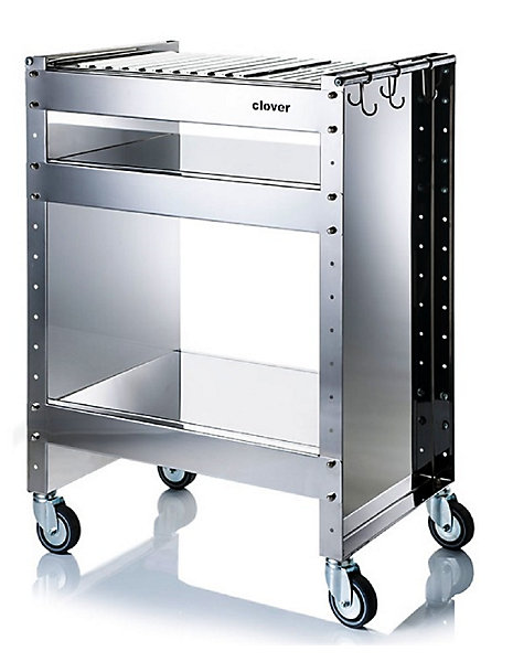 Grand barbecue au charbon avec roues CLOVER en acier inoxydable