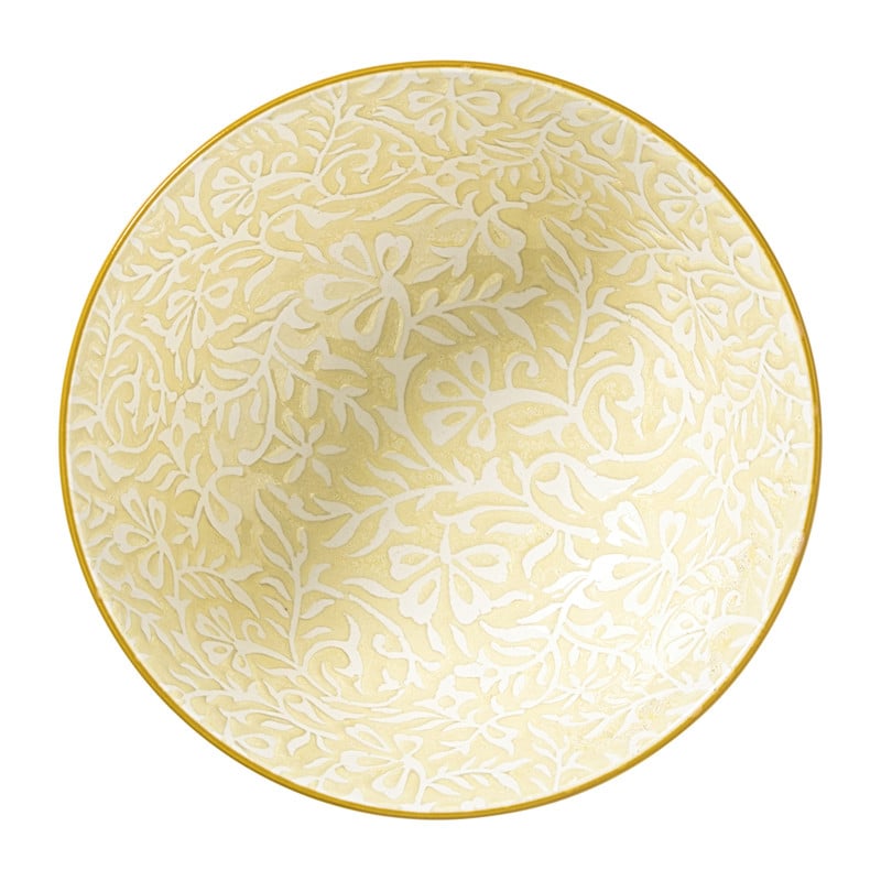 Schaaltje Lilly groot - geel/roze - &Oslash;15.8x7.3 cm