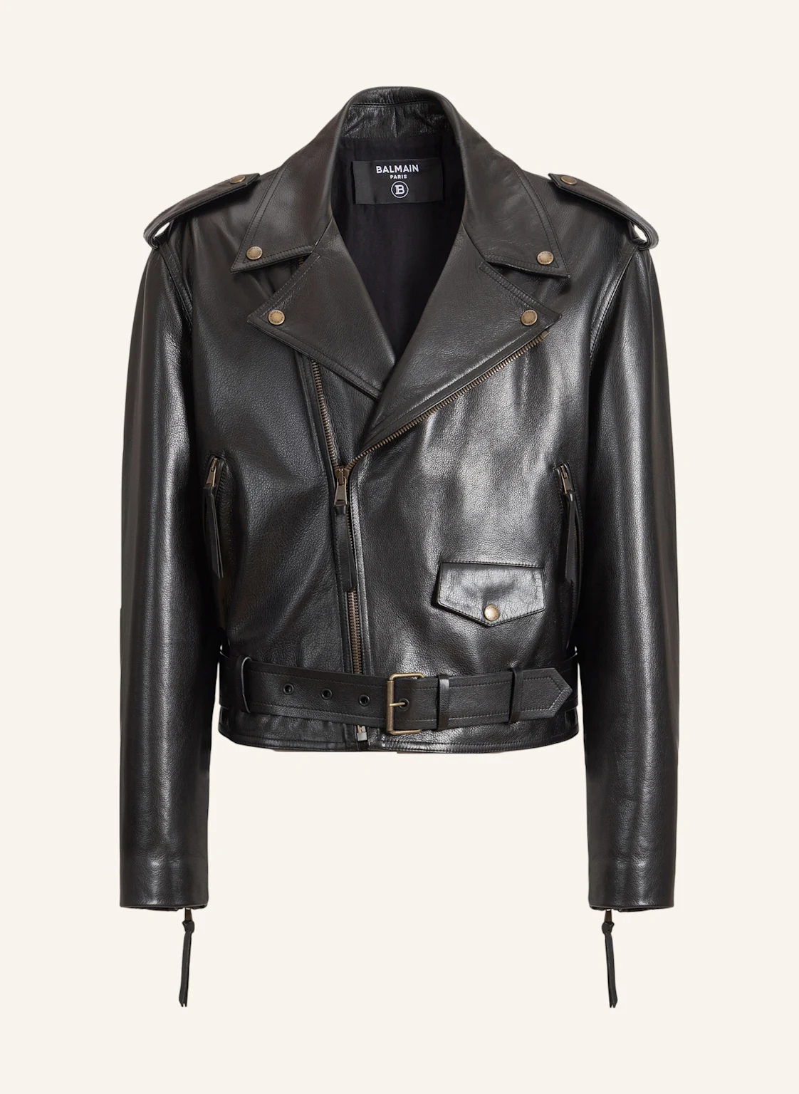 BALMAIN Bikerjacke aus texturiertem Leder