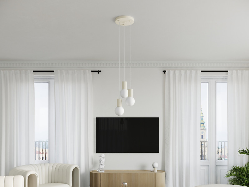 Lampa wisząca Halo 3-punktowa aluminiowa beżowa