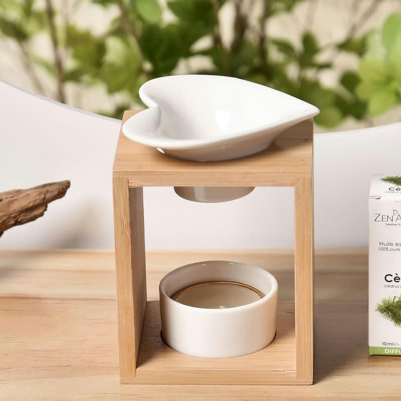 NATURÉA - Brûle parfum Arum en céramique et bambou