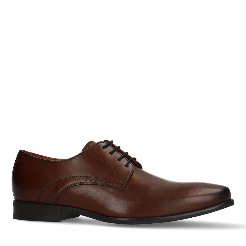 Van Lier Cognac leren veterschoenen