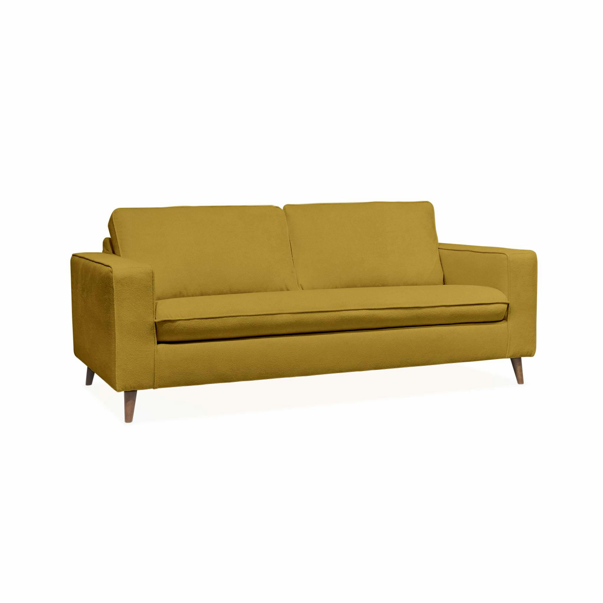 GUSTAVE - Canapé lit 3 places matelas 12cm en polyester et nylon moutarde