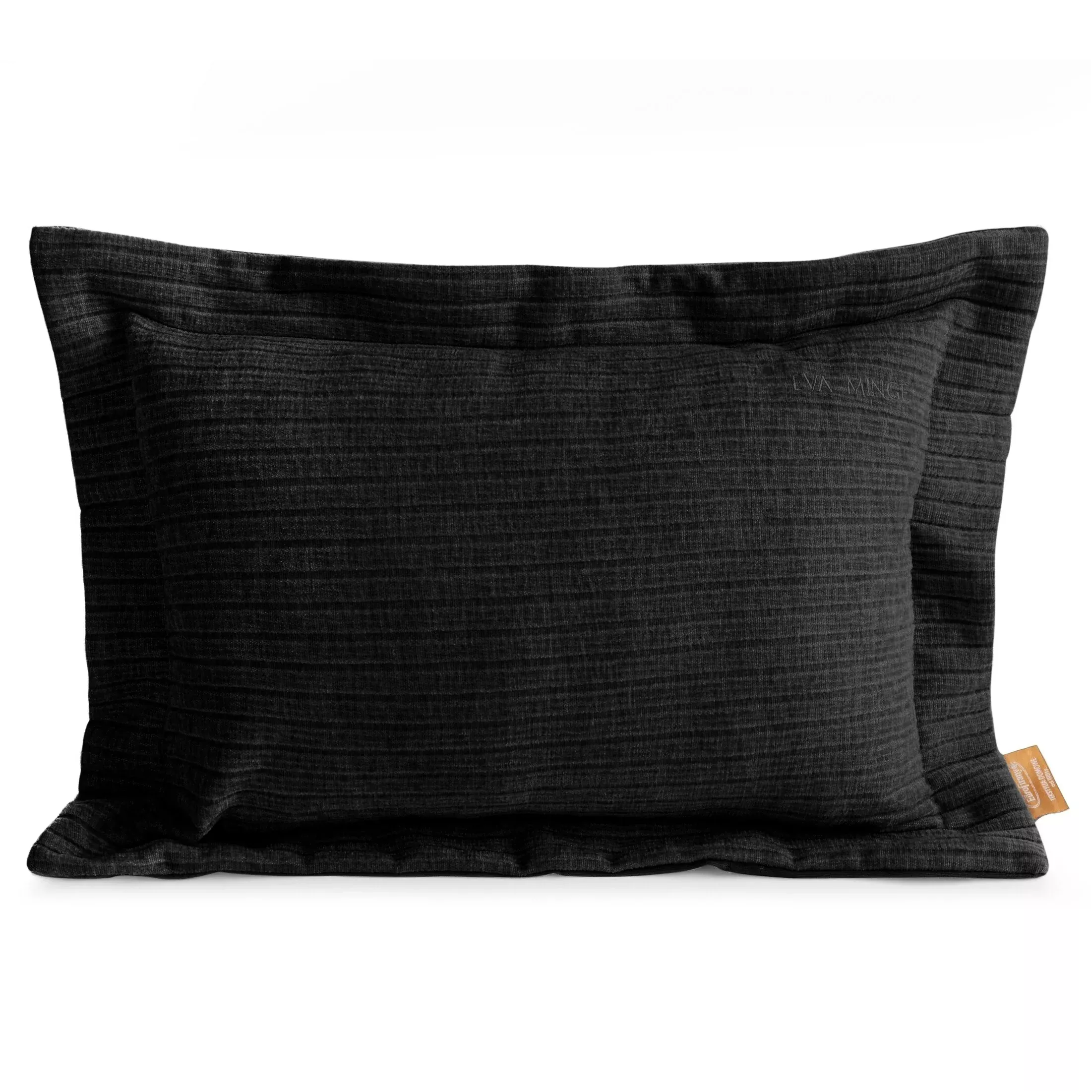Poszewka na poduszkę40x60 cm z szenilowej tkaniny czarna w drobne prążki Eva Minge Elegante