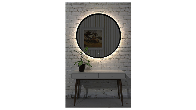 Lustro łazienkowe ścienne LED 60 cm bez piaskowania z włącznikiem czarne