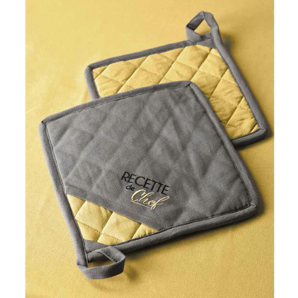 - Set de 2 maniques assorties moutarde et taupe