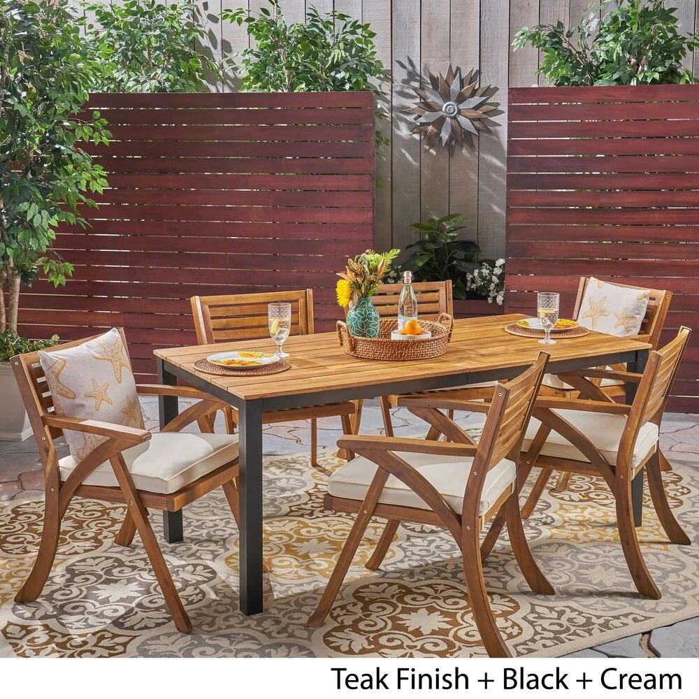 Concord Outdoor 7 Piece Acacia Wood Dining Set by Christopher Knight Home