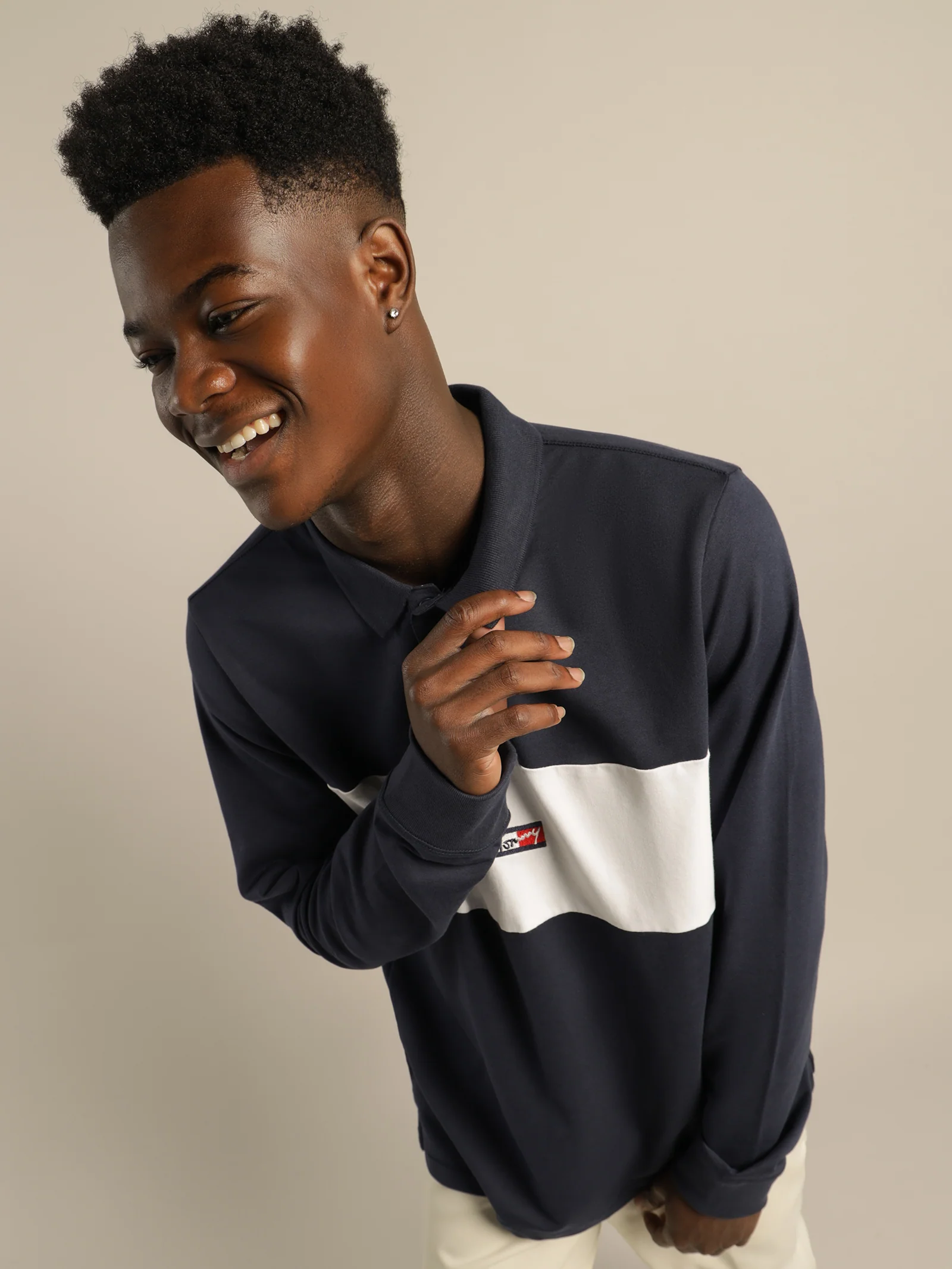 Colour Block Long Sleeve Regular Fit Polo