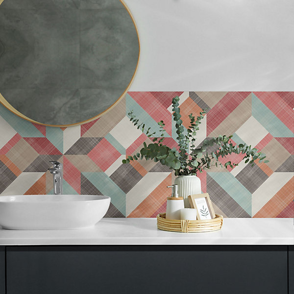 Panneau Décoratif Mural Wallfluent 50x50 cm La Géométrie En Formes Colorées 4 pièces