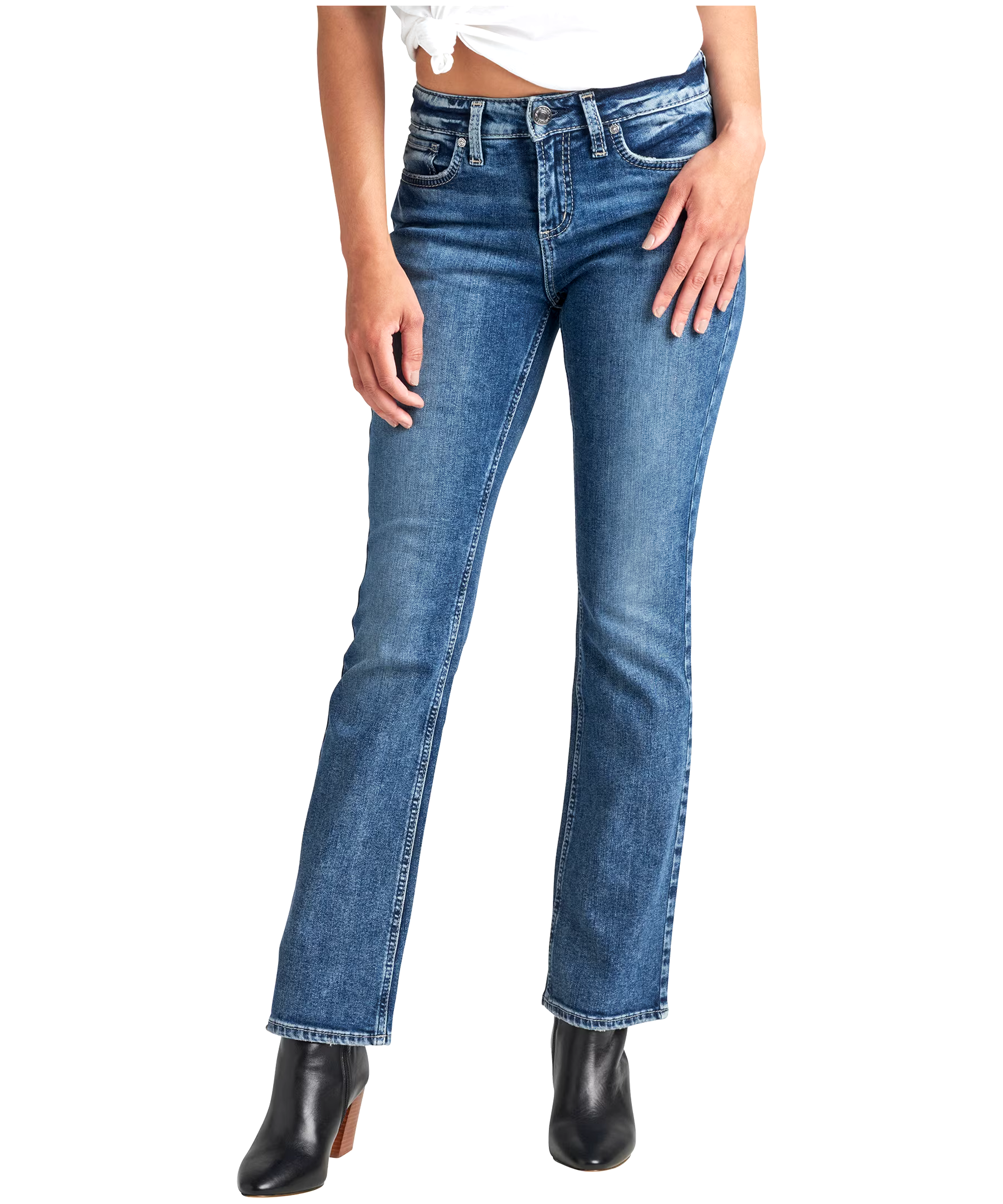 Silver Women's Elyse Curvy Fit Mid Rise Slim Bootcut Jeans