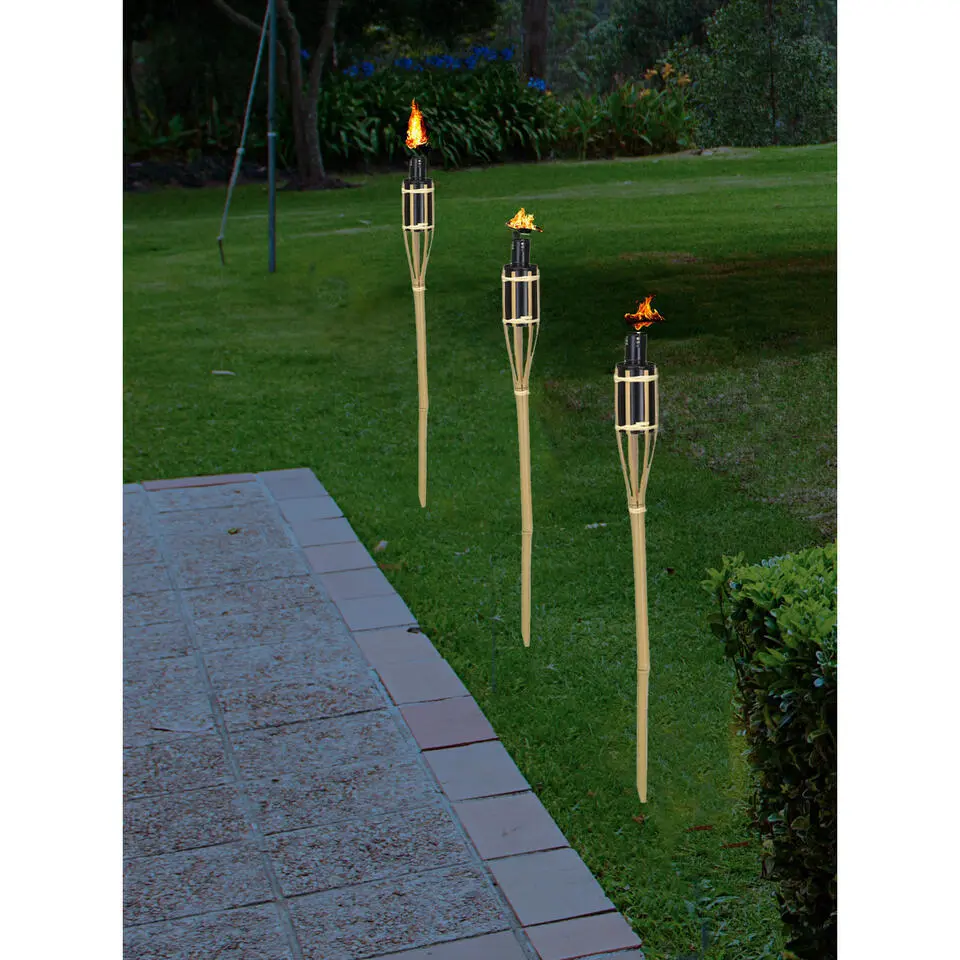 Articasa Tuinfakkels voor lampenolie - 3x stuks - 60 cm - bamboe