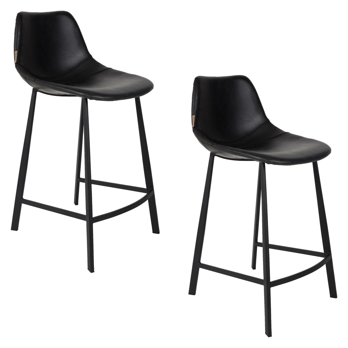 Dutchbone Franky Barkrukken rugleuning 65 cm Zwart - Set van 2