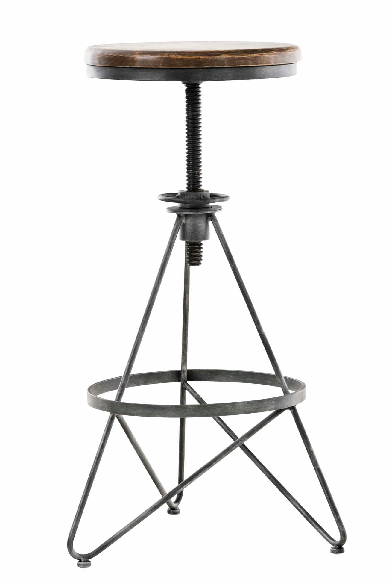 KARLA - Tabouret de bar industriel réglable en métal Argent