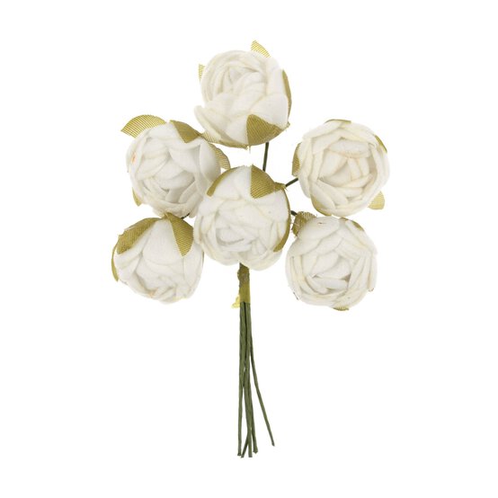 Ivory Round Petite Flower Picks 6 Pieces
