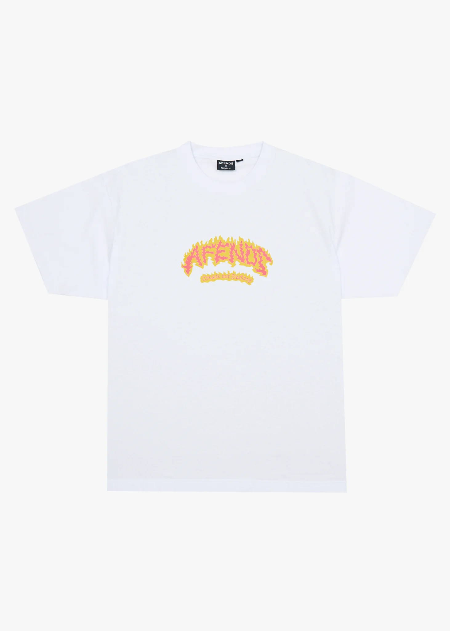 AFENDS Mens Flame On - Boxy Tee - White