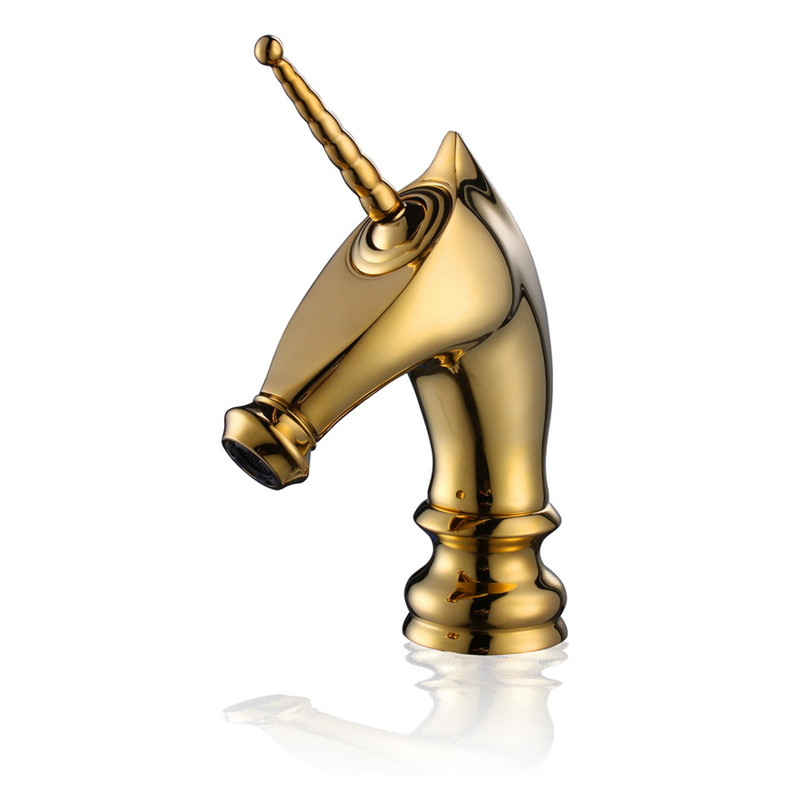Bateria umywalkowa retro UNICORN złota jednorożec