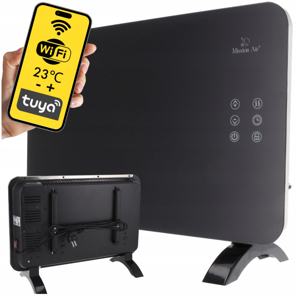 Grzejnik konwektorowy PORTO WiFi 1000W Czarny Mission Air