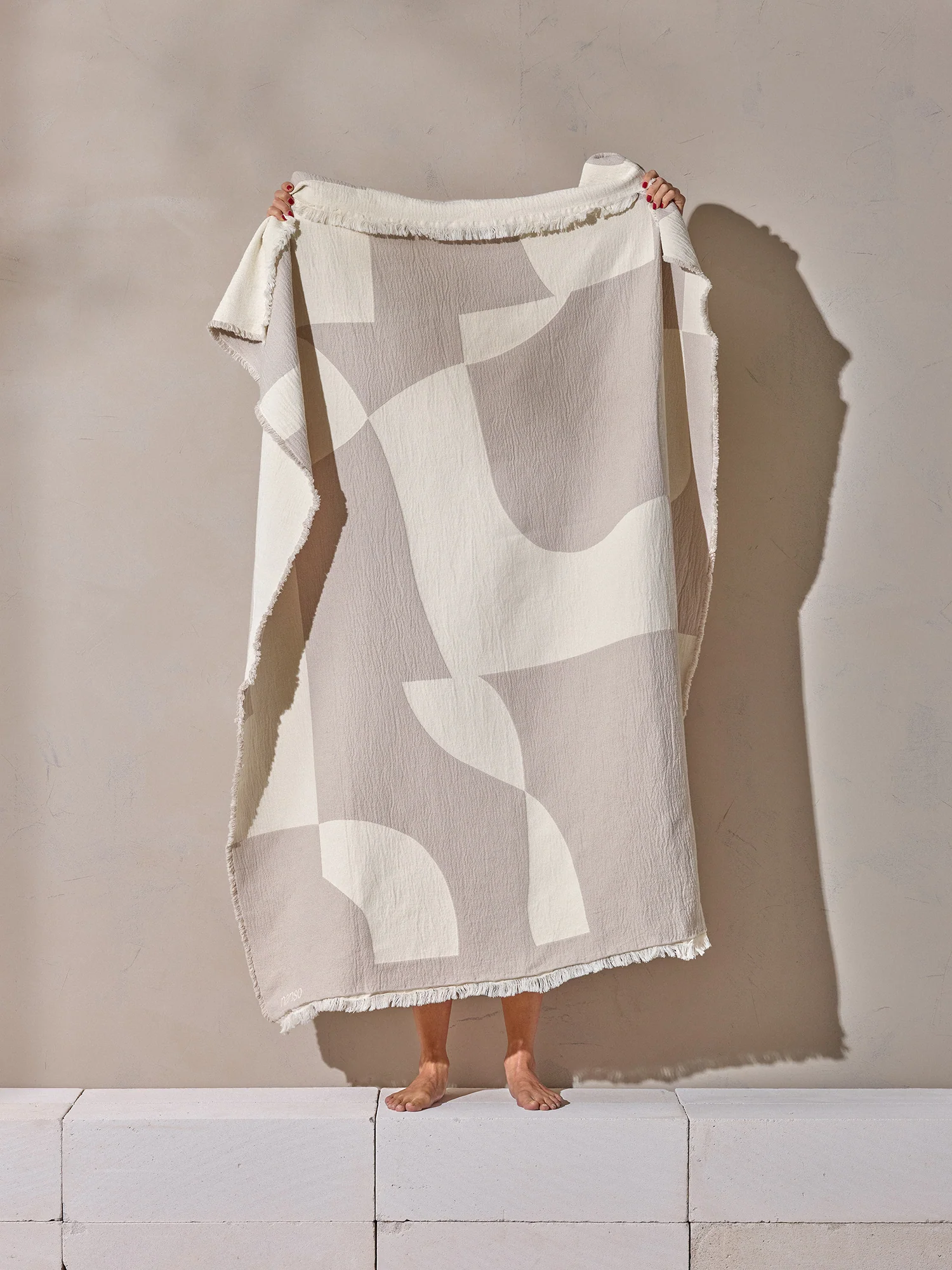 KALLIO torkkupeitto - beige-valkoinen