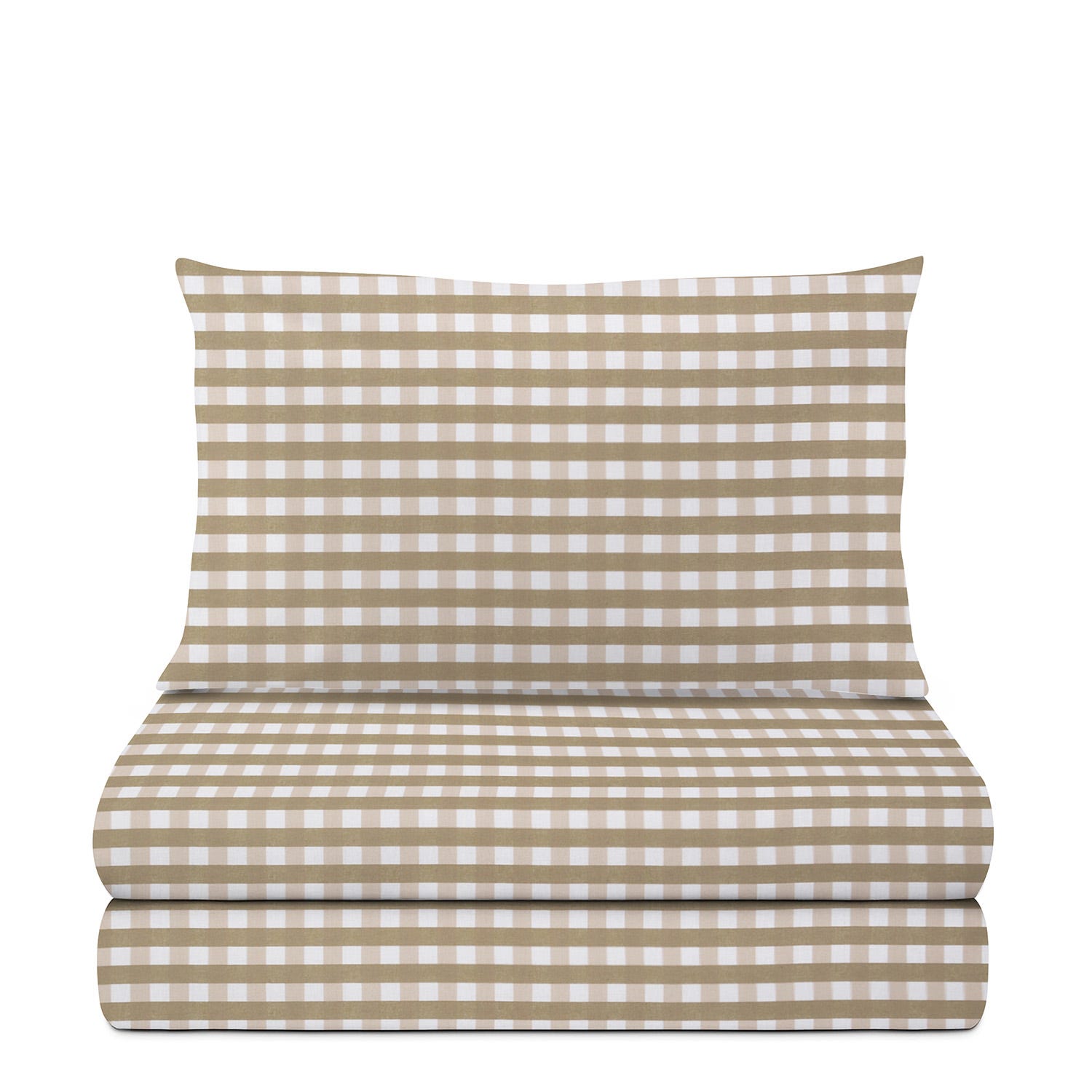 Completo letto singolo quadretti beige