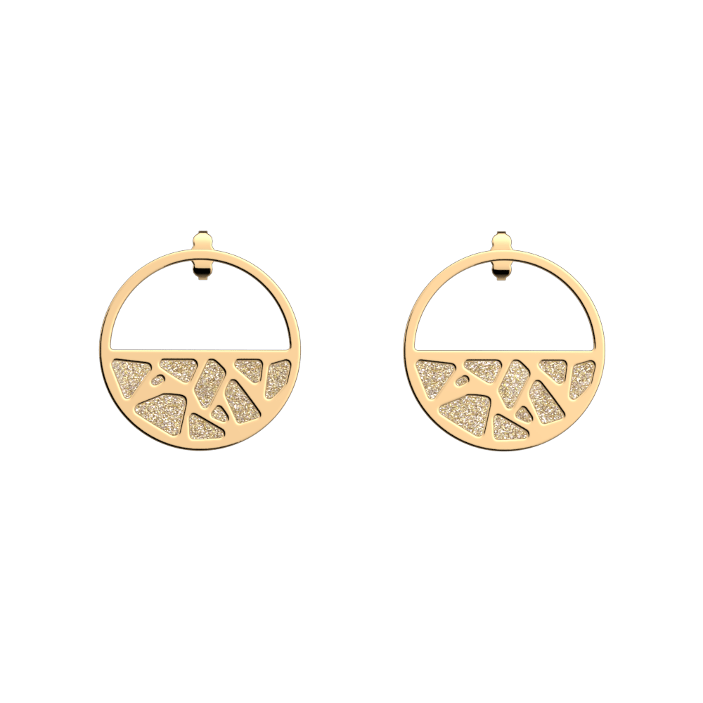 Boucles d'oreilles Girafe, cuirs réversibles Crème / Paillettes Dorées