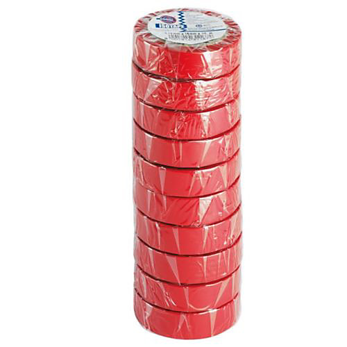 Lot de 10 rubans adhésifs ISOTAPE électricien rouge - EUROCEL - 0150S3148