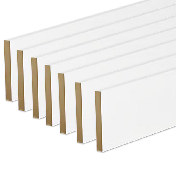 lot de 7 plinthes bord carré MDF revêtues blanc 2200 x 120 x 12 mm