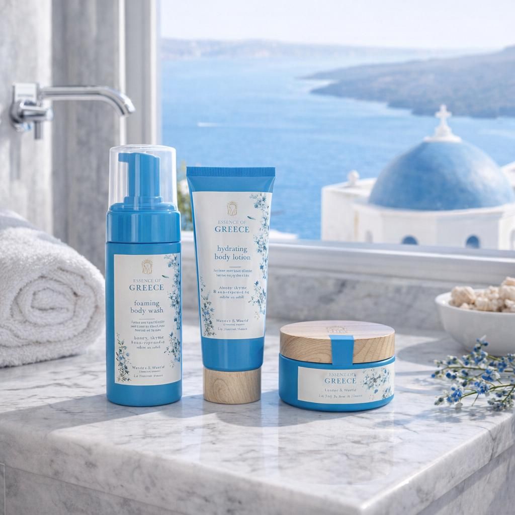 Wanderflower Mini Travel Beauty Set – Body Wash, Lotion & Exfoliating Scrub