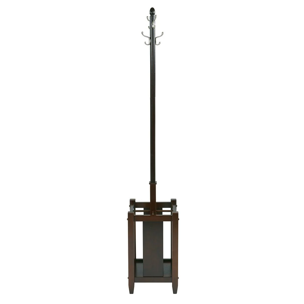 Espresso Coat Rack with Umbrella Storage