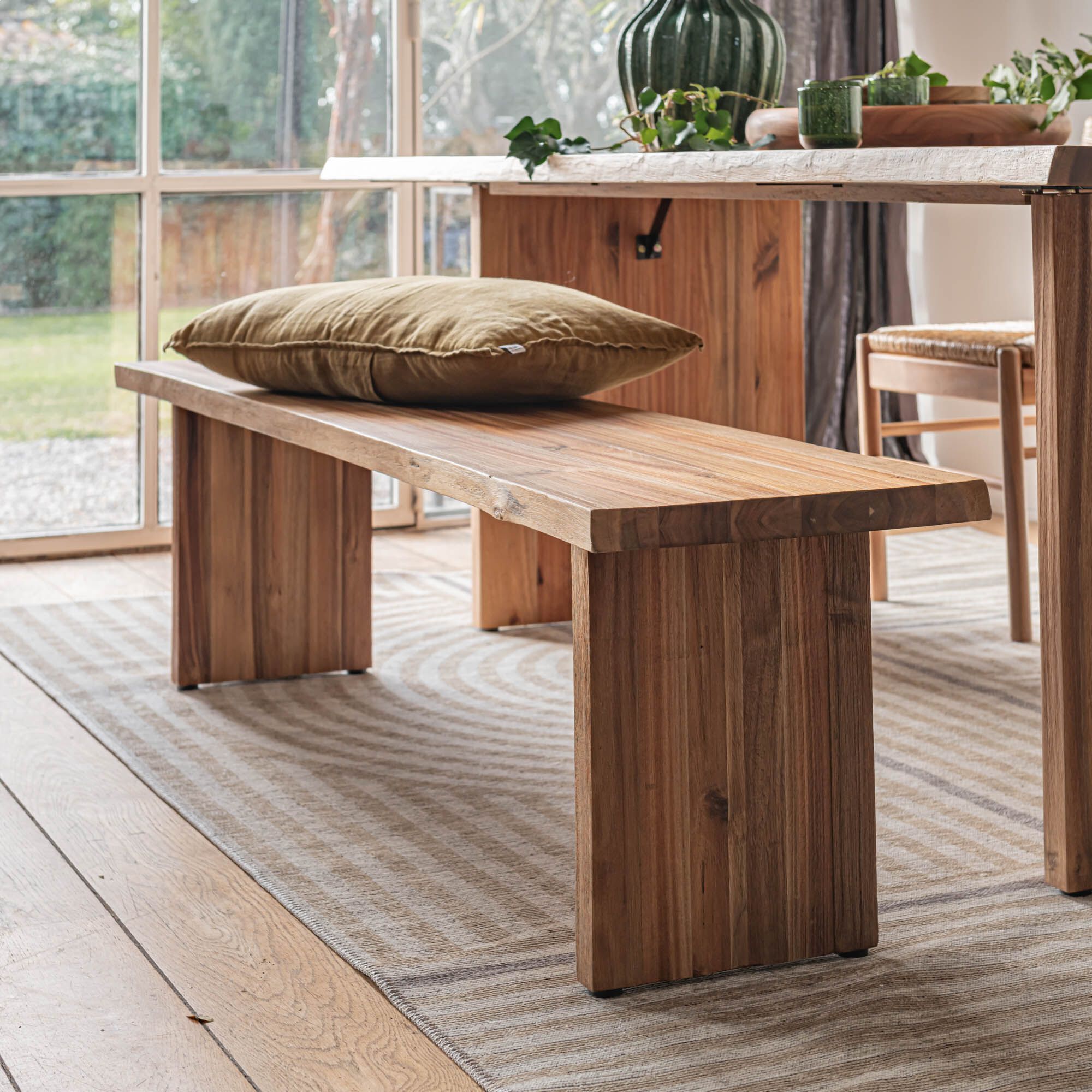 GINEVRA - Banc en acacia L170cm - bois foncé