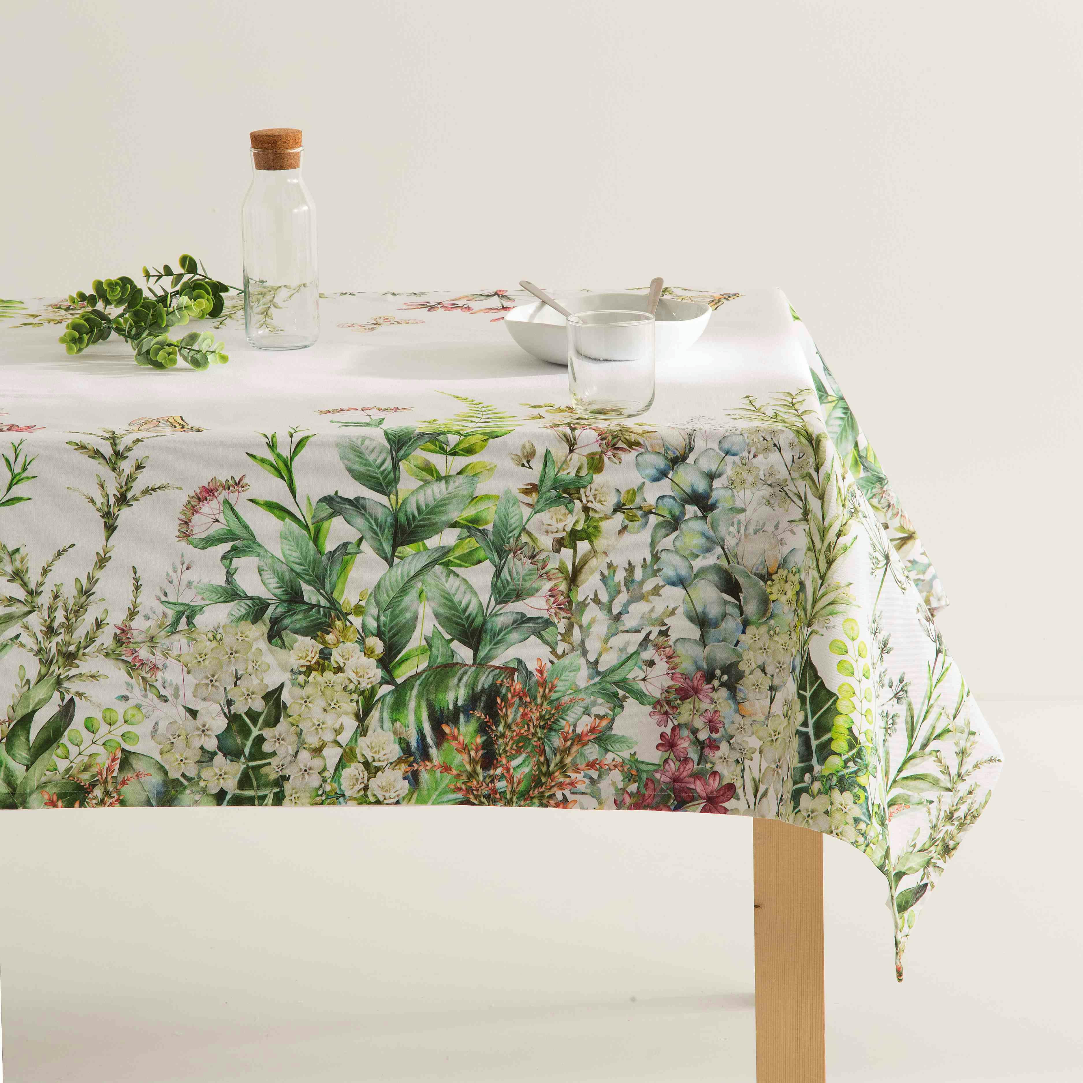 VERDIALE - Nappe imprimée multicolore avec traitement anti-taches coton 140x240cm
