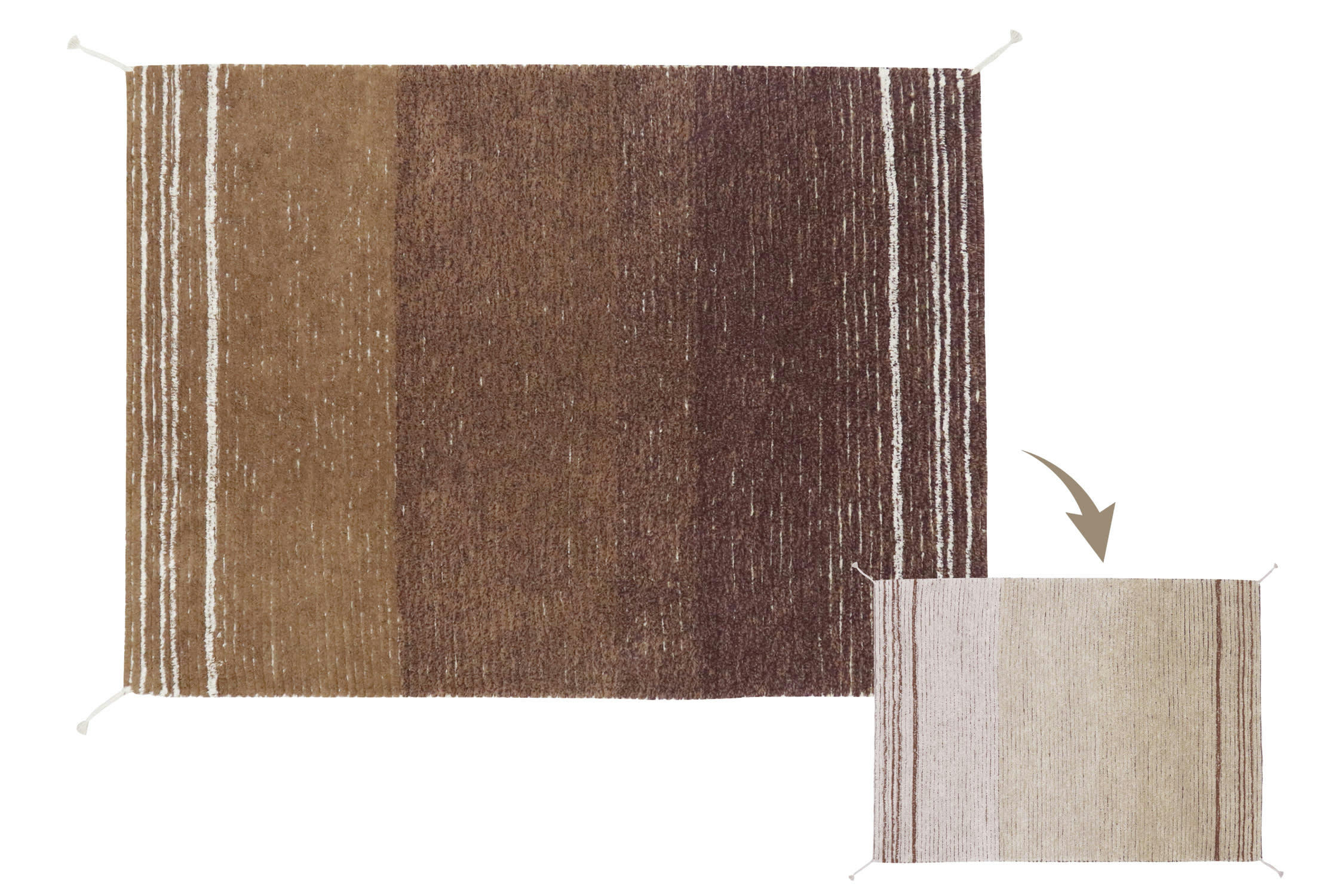 REVERSIBLE - Tapis  naturel en coton caramel 170x240