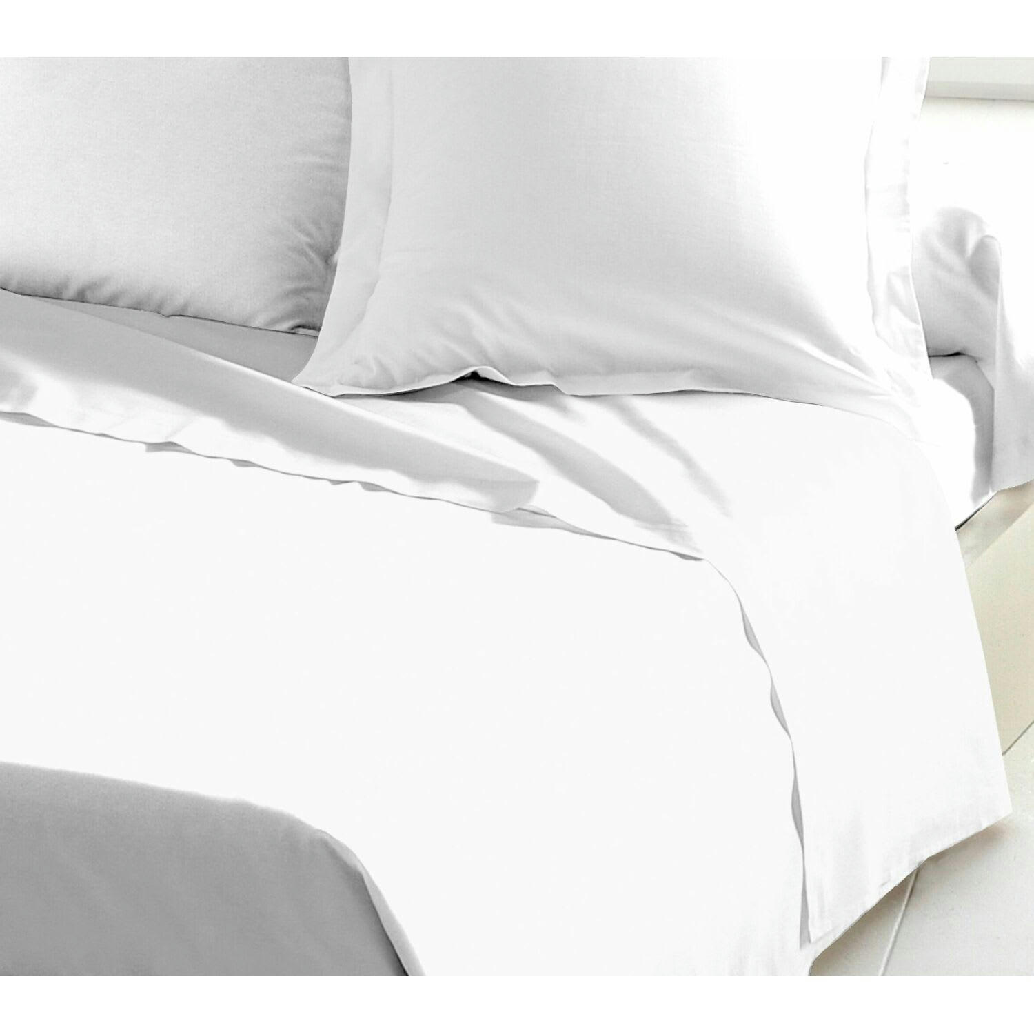 DRAP PLAT 100% COTON - Draps de lit en coton blanc 240x300