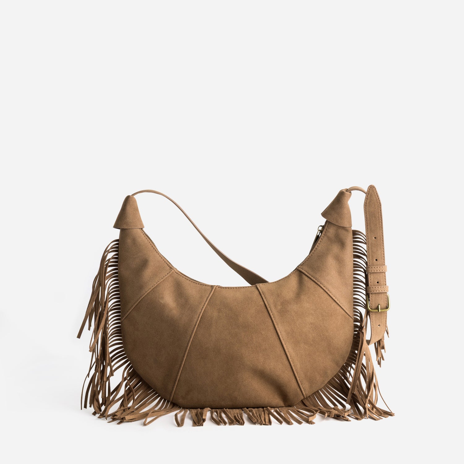Sac besace marron à franges