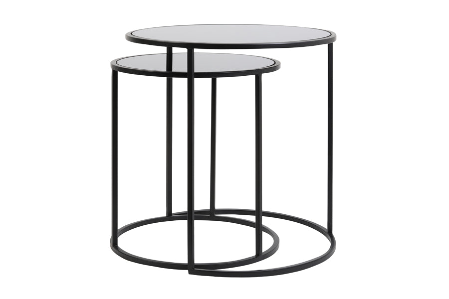 Light & Living bijzettafel DUARTE - Ø50x52cm - zwart - Set van 2