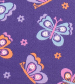 Multi Color Tossed Butterflies Blizzard Fleece Fabric
