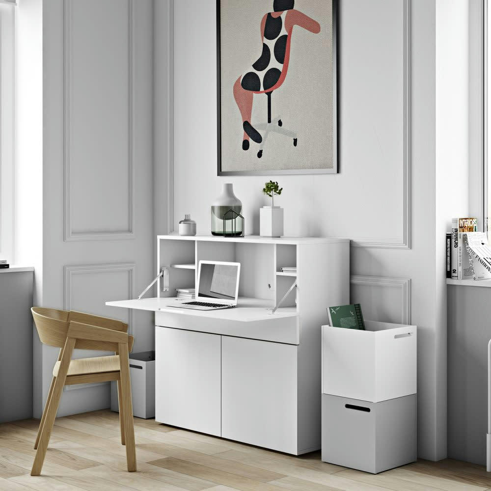 FOCUS - Bureau effet bois blanc laqué