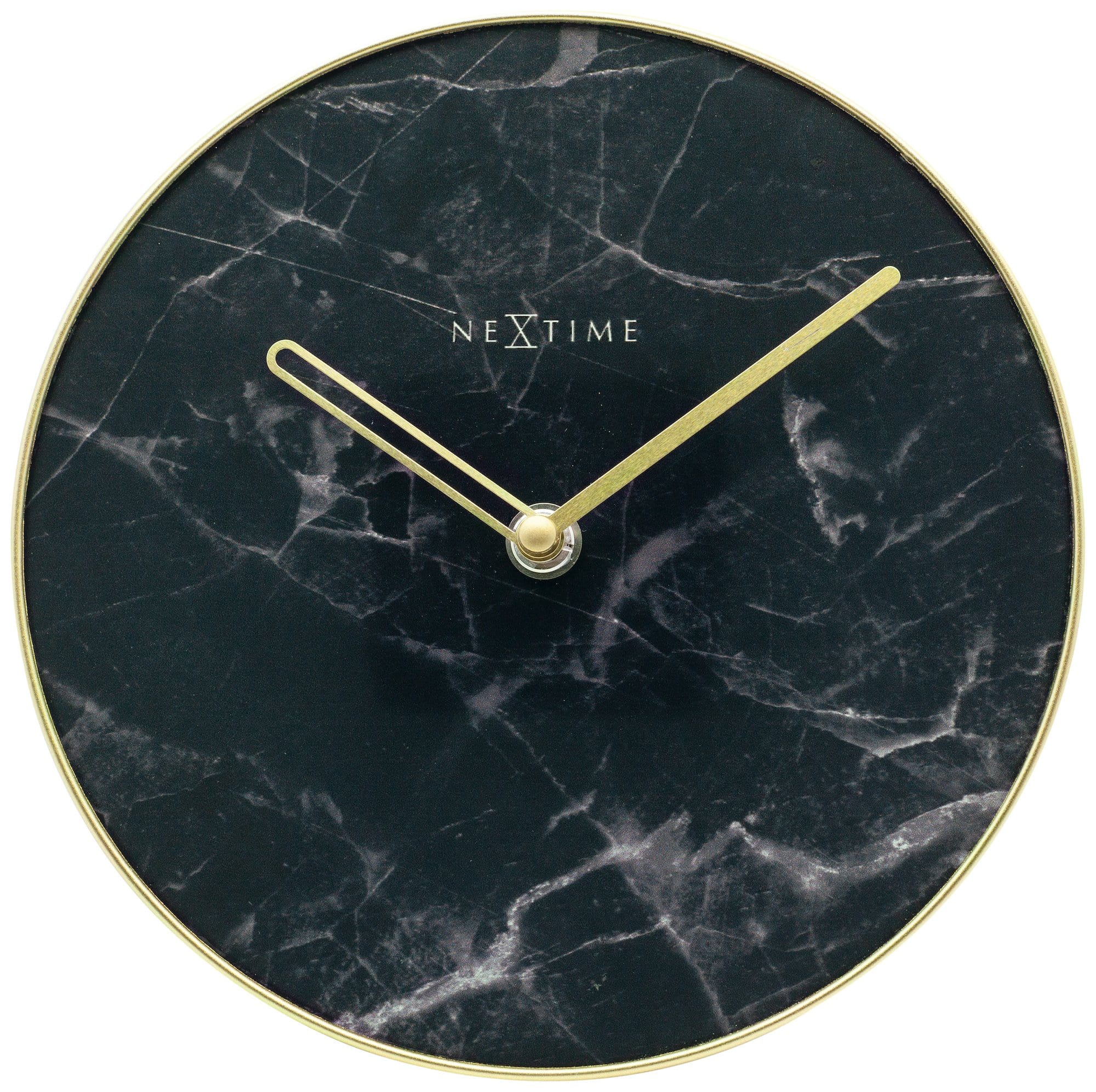 NeXtime - NeXtime - Stille Tafelklok - 20cm - Glas   Metaal - Zwart -