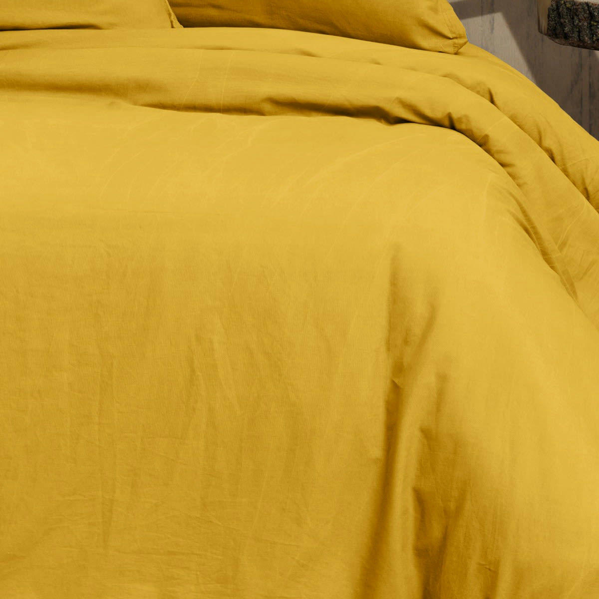 ORGANIKA - Housse de couette en coton lavé biologique  miel 200x200 cm