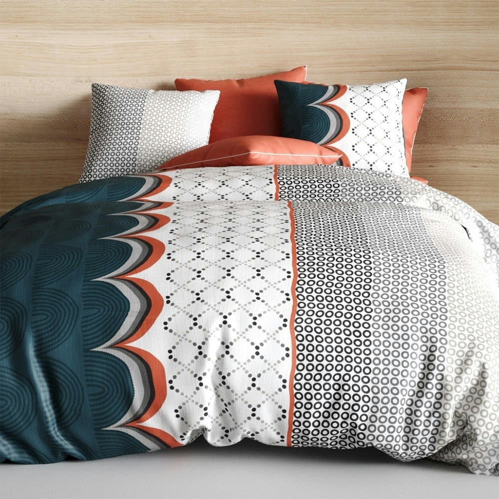 ANTAN - Parure de couette 100% coton 57 fils imprimée 260x240 2 taies