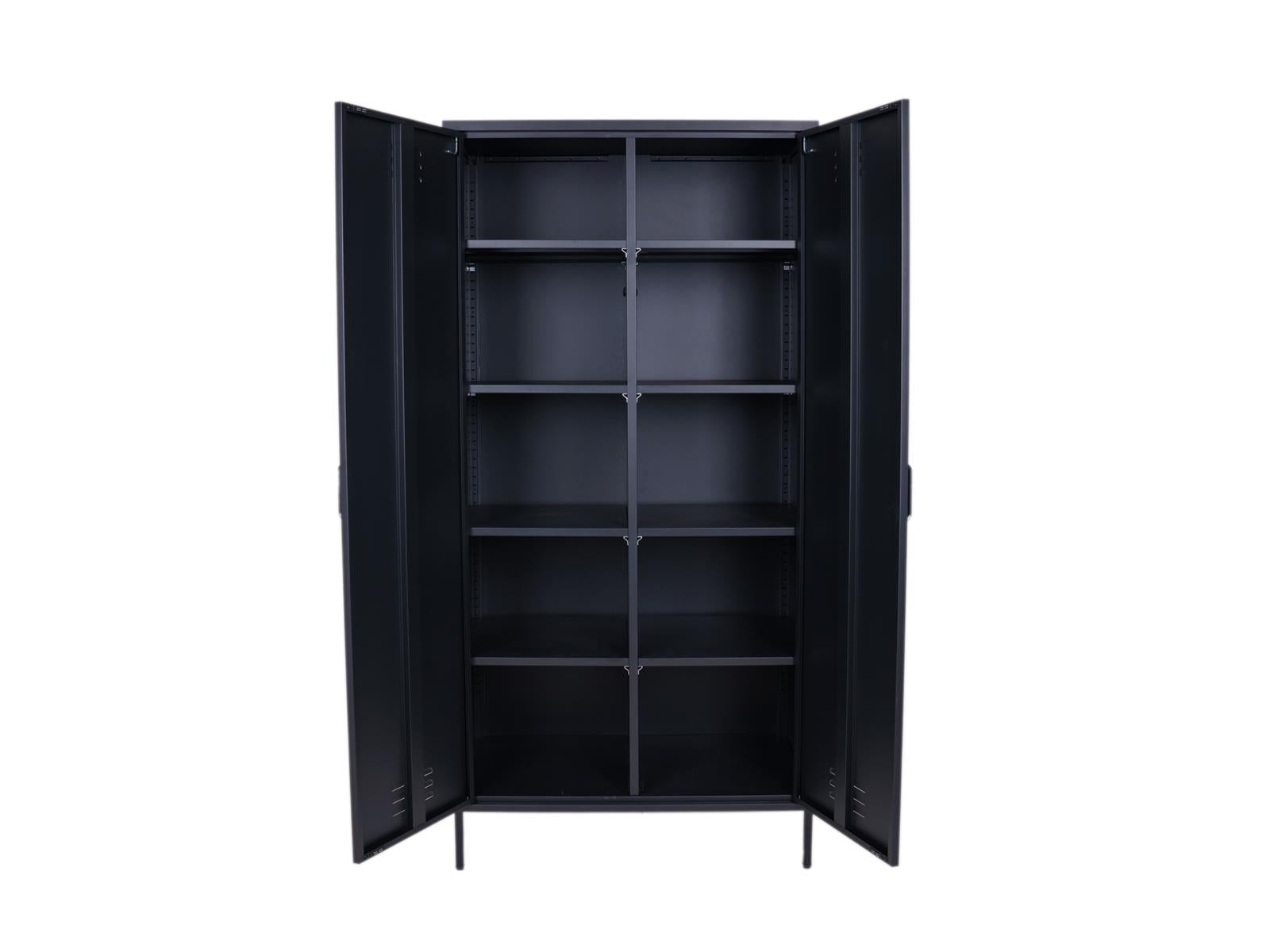 MaximaVida metalen kleding lockerkast Finn 90 x 50 x 185 cm zwart - 8 schappen