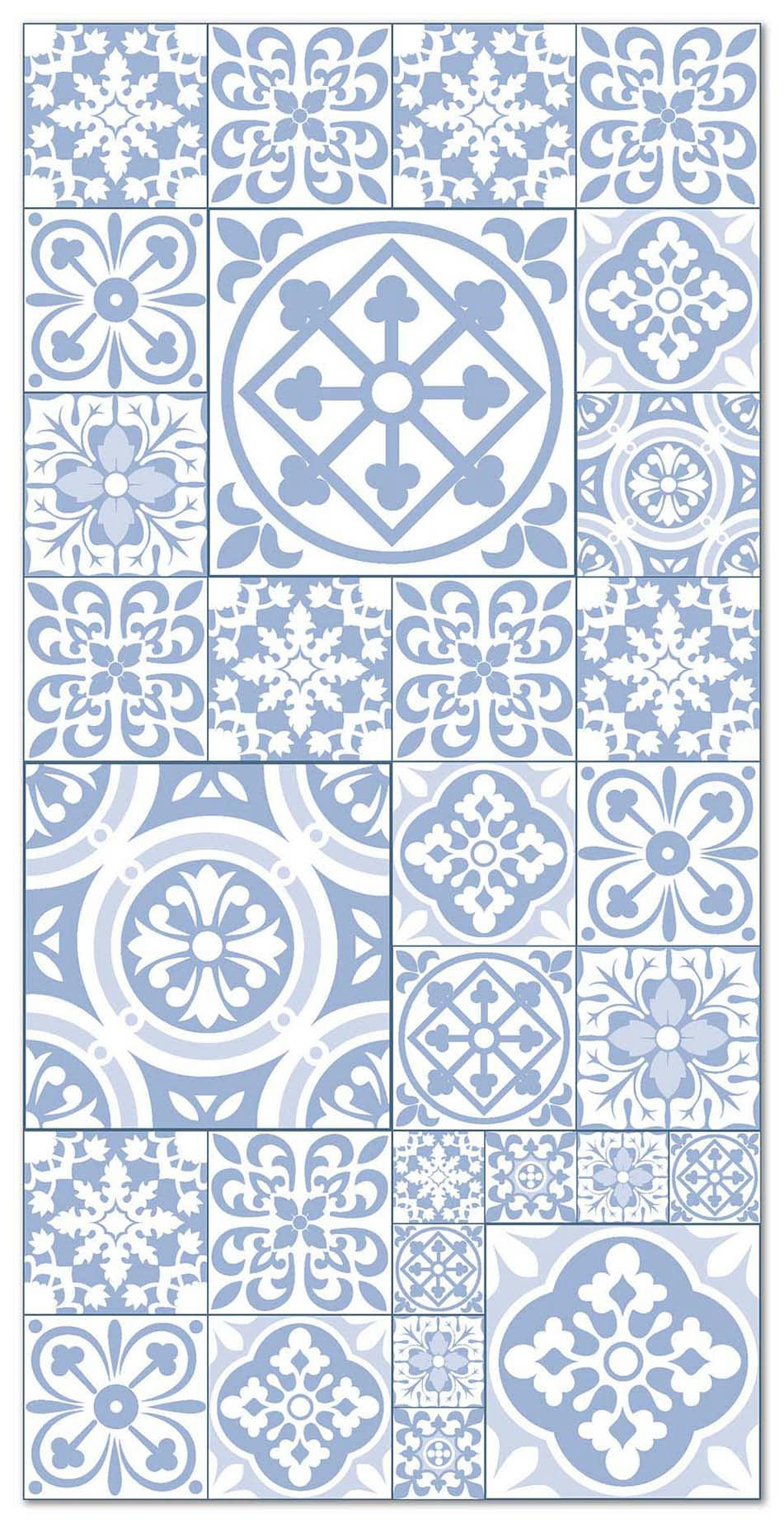 - Tapis vinyle carreaux ciments talavera bleu 80x250cm