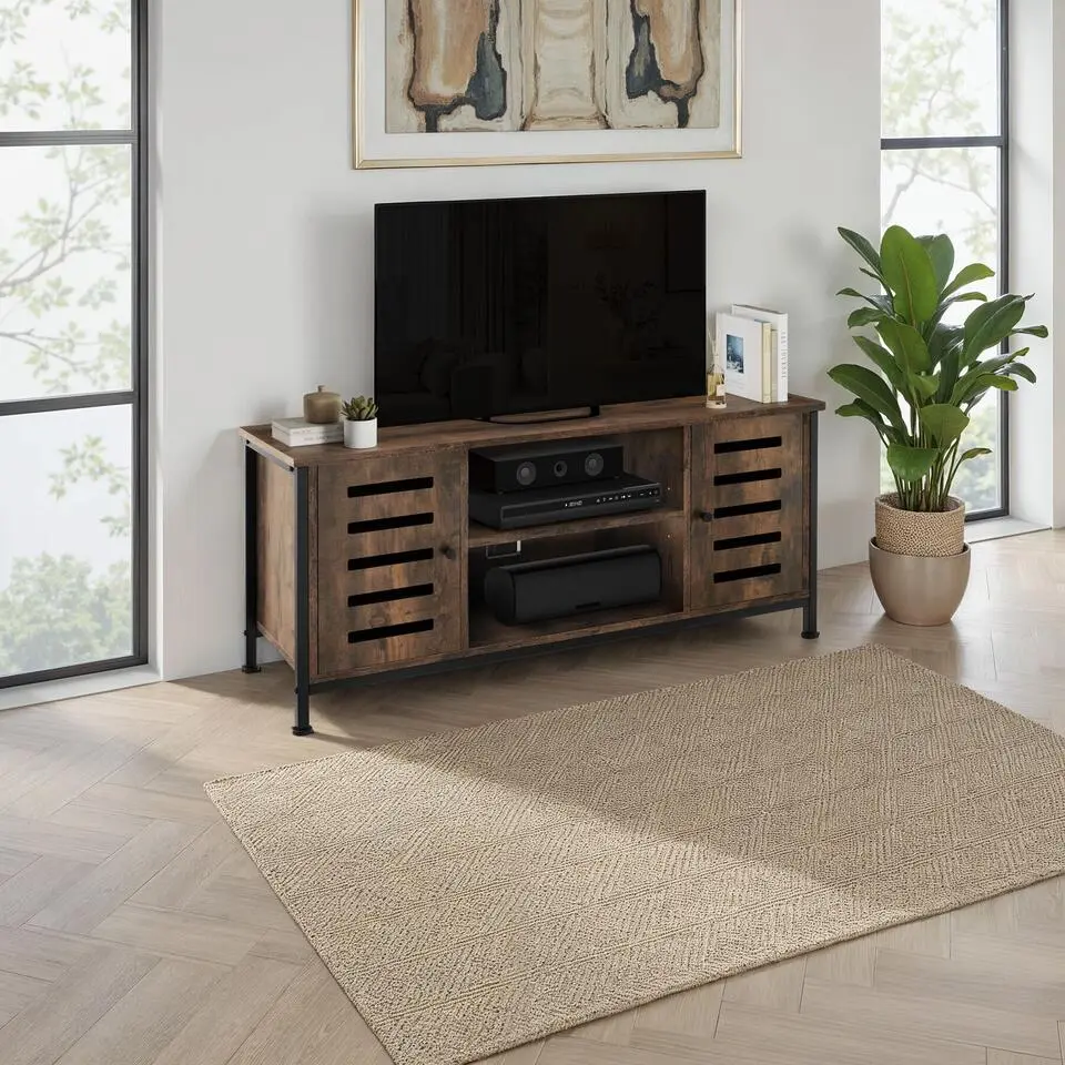 tectake TV-meubel Carlow 110x41,5x50,5cm, Industrieel Hout Donker, Rustiek