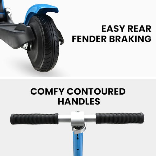 NNEMB Electric Scooter-Ages 5-11-Adjustable Height-Folding-Lithium Battery-Blue