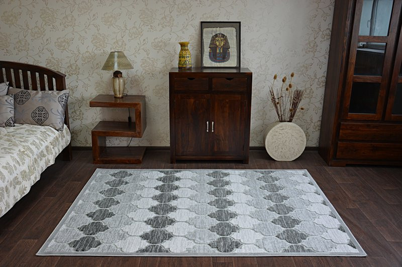 Dywan AKRYL YAZZ 3766 Grey Koniczyna Marokańska Trellis 80x150 cm