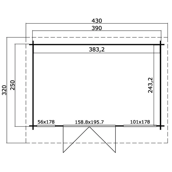 Gartenhaus »Dorset«, BxHxT: 430 x 233,7 x 320 cm, (Außenmaß inkl. Dachüberstand), grüngrau