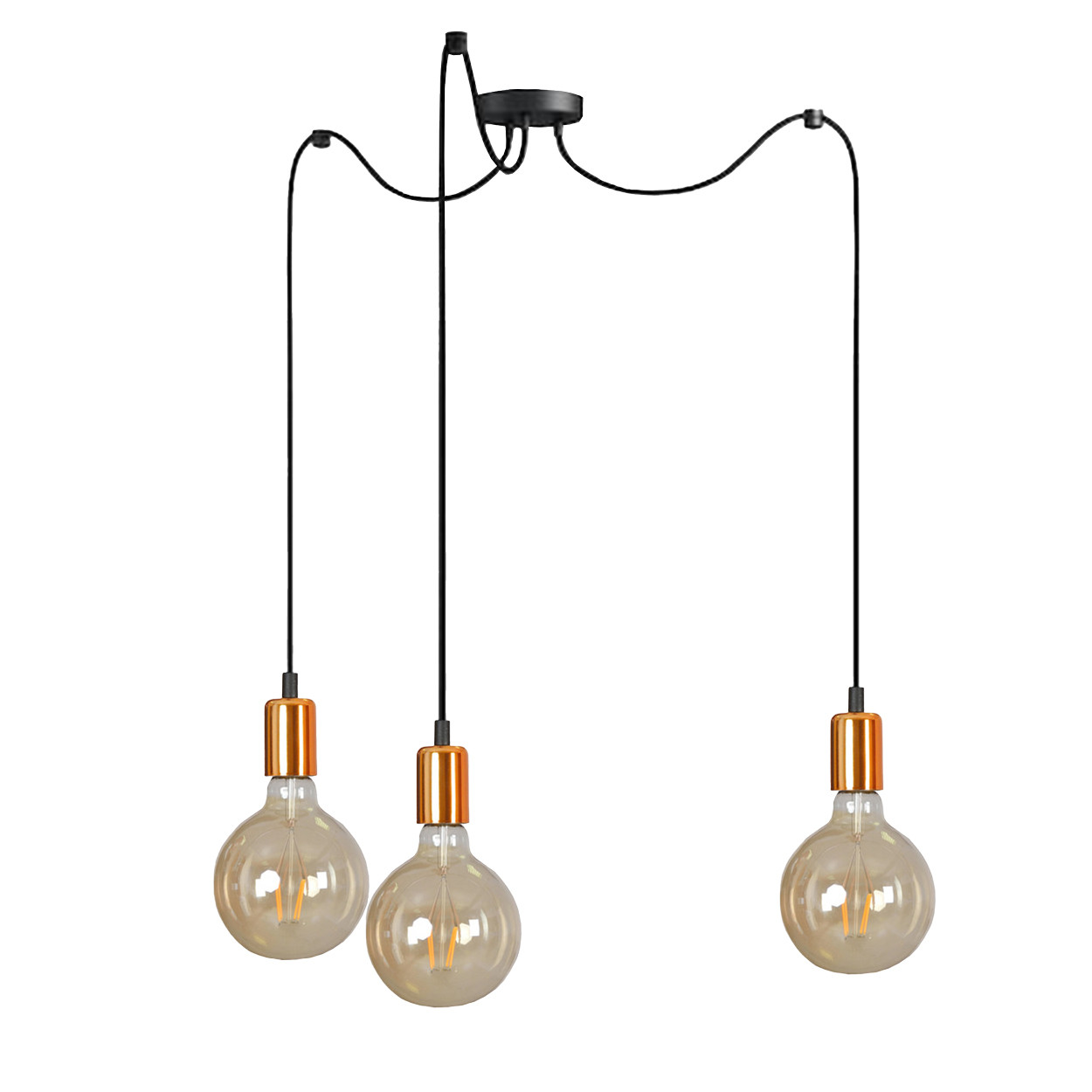 Lampa wisząca sufitowa pająk EDYLIT loft miedziana 3xE27 SPIDER 14-386